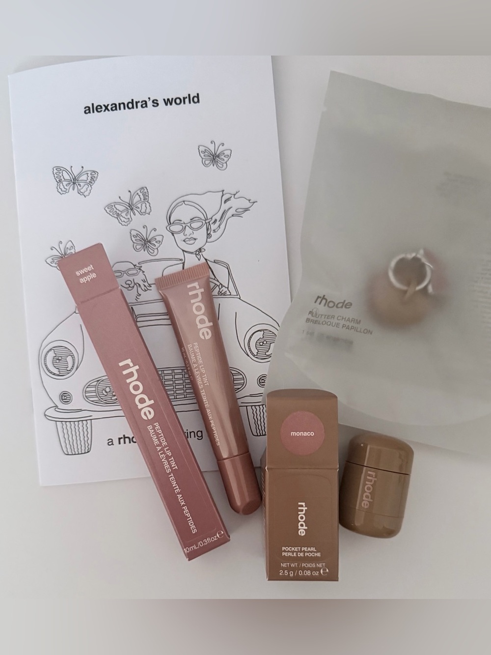 Rhode x Alexandra Collab Set Lip Tint sweet apple, blush Monaco + Charm SET